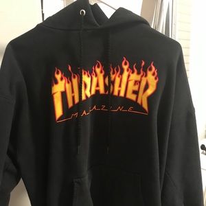 thrasher large black hoodie